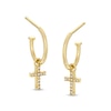 Thumbnail Image 0 of 1/20 CT. T.W. Diamond Cross Huggie Hoop Earrings in 10K Gold