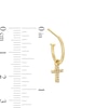 1/20 CT. T.W. Diamond Cross Huggie Hoop Earrings in 10K Gold