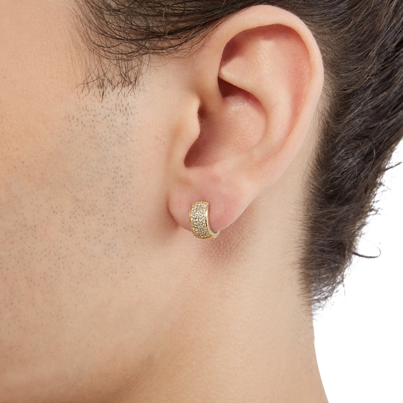 1/4 CT. T.W. Diamond Multi-Row Huggie Hoop Earrings in 10K Gold