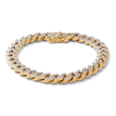 1/3 CT. T.W. Diamond Bar Zig-Zag Link Bracelet in Sterling Silver with 14K Gold Plate - 8.5"