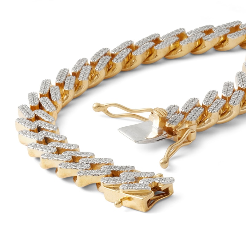 1/3 CT. T.W. Diamond Bar Zig-Zag Link Bracelet in Sterling Silver with 14K Gold Plate - 8.5"