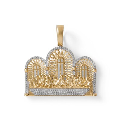 1/3 CT. T.W. Diamond Last Supper Necklace Charm in 10K Gold