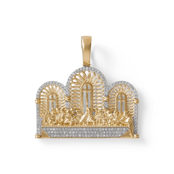 1/3 CT. T.W. Diamond Last Supper Necklace Charm in 10K Gold