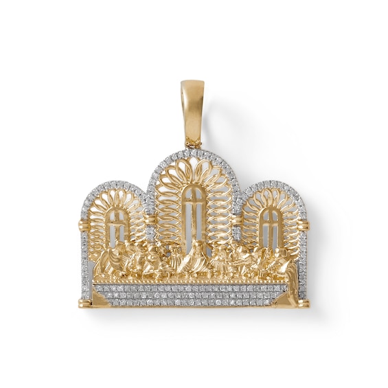 1/3 CT. T.W. Diamond Last Supper Necklace Charm in 10K Gold