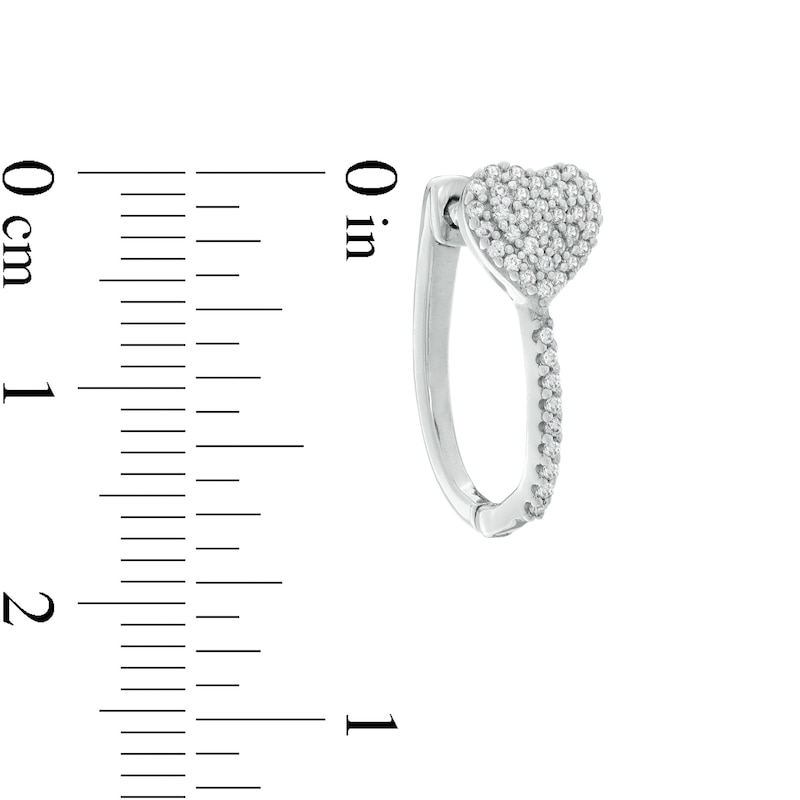 1/5 CT. T.W. Composite Diamond Heart Huggie Hoop Earrings in Sterling Silver