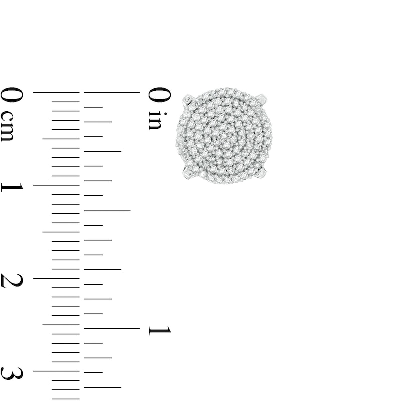 Main Image 2 of 1/2 CT. T.W. Composite Diamond Stud Earrings in Sterling Silver - Extra Long Post