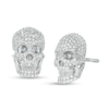 Thumbnail Image 1 of 1/3 CT. T.W. Diamond Skull Stud Earrings in Sterling Silver - Extra Long Post