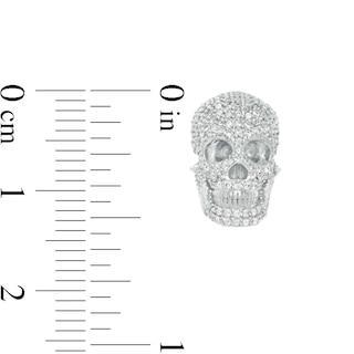 1/3 CT. T.W. Diamond Skull Stud Earrings in Sterling Silver - Extra Long Post