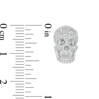 1/3 CT. T.W. Diamond Skull Stud Earrings in Sterling Silver - Extra Long Post