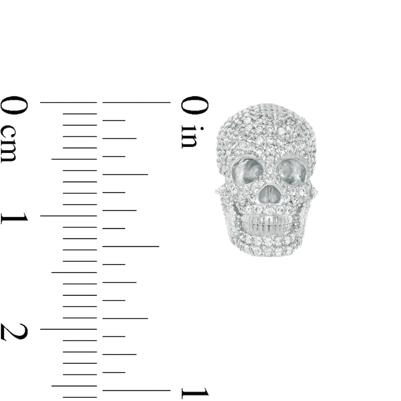 Main Image 2 of 1/3 CT. T.W. Diamond Skull Stud Earrings in Sterling Silver - Extra Long Post