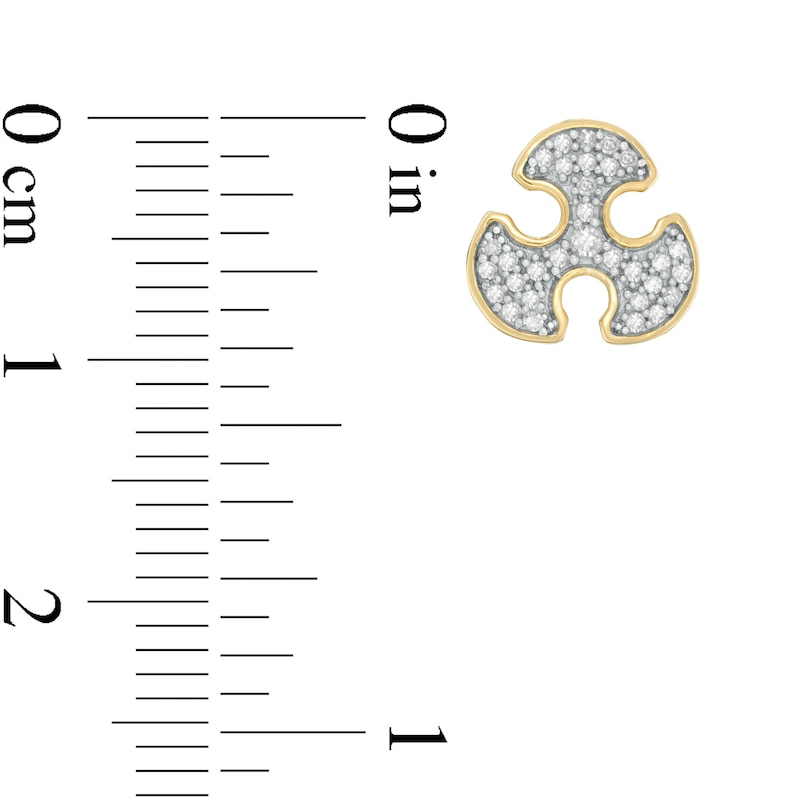 Main Image 2 of Mens' 1/8 CT. T.W. Diamond Blade Stud Earrings in 10K Gold - Extra Long Post