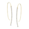 Made in Italy Crystal Curved Bar Oval Threader Earrings in 10K Gold