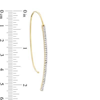 Made in Italy Crystal Curved Bar Oval Threader Earrings in 10K Gold