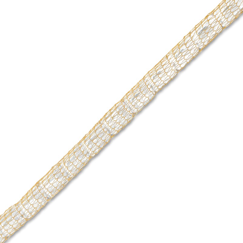 Made in Italy Emerald-Cut Cubic Zirconia Mesh Bracelet in 10K Gold -7.5"