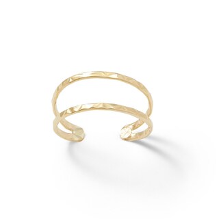 Double Row Hammered Midi/Toe Ring in 10K Gold Tube