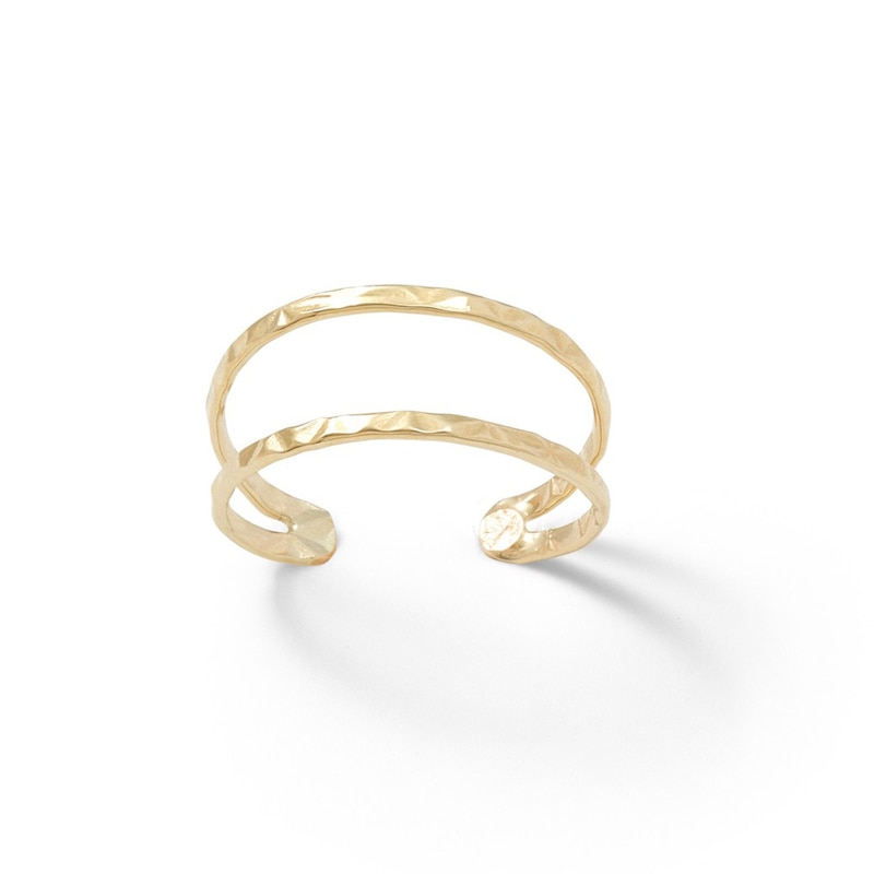 Double Row Hammered Midi/Toe Ring in 10K Gold Tube