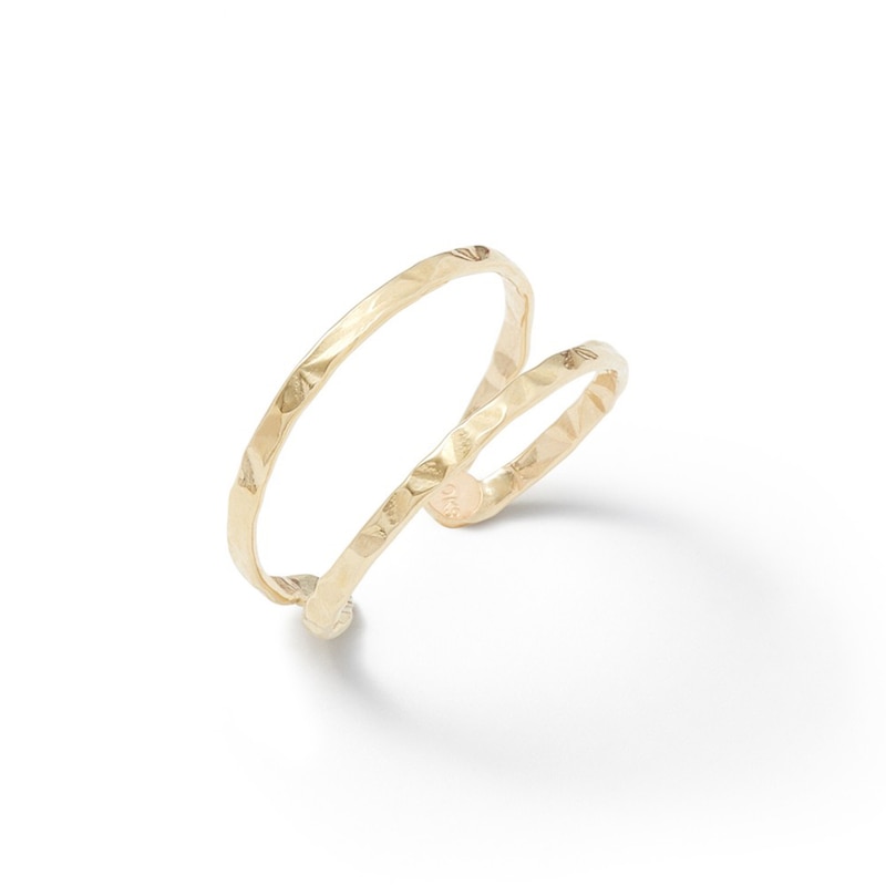 Double Row Hammered Midi/Toe Ring in 10K Gold Tube