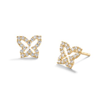 Cubic Zirconia Butterfly Stud Earrings in 10K Gold