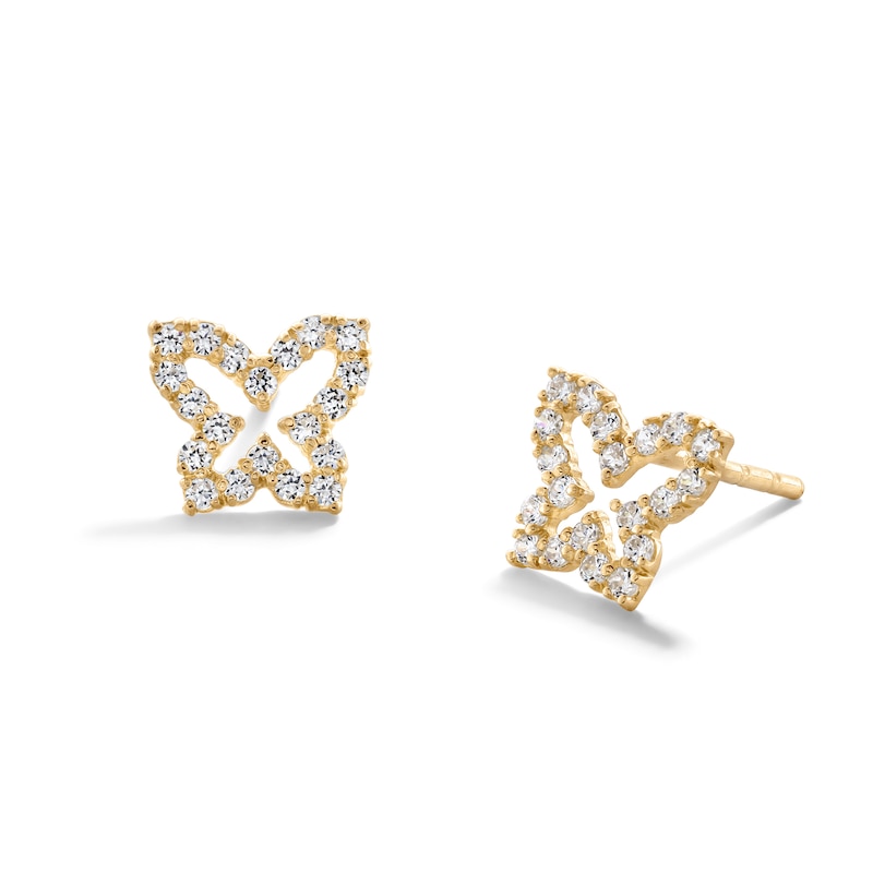 Cubic Zirconia Butterfly Stud Earrings in 10K Gold