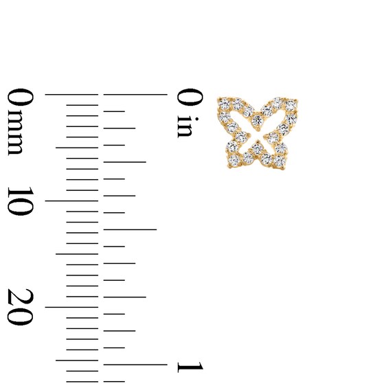 Cubic Zirconia Butterfly Stud Earrings in 10K Gold
