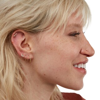 Square Cubic Zirconia Scatter Stud Earrings in 10K Gold