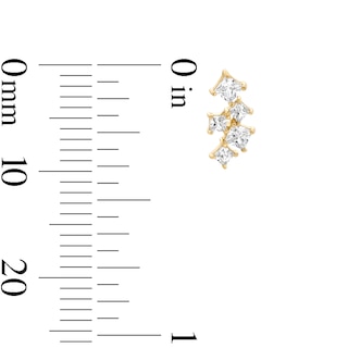 Square Cubic Zirconia Scatter Stud Earrings in 10K Gold