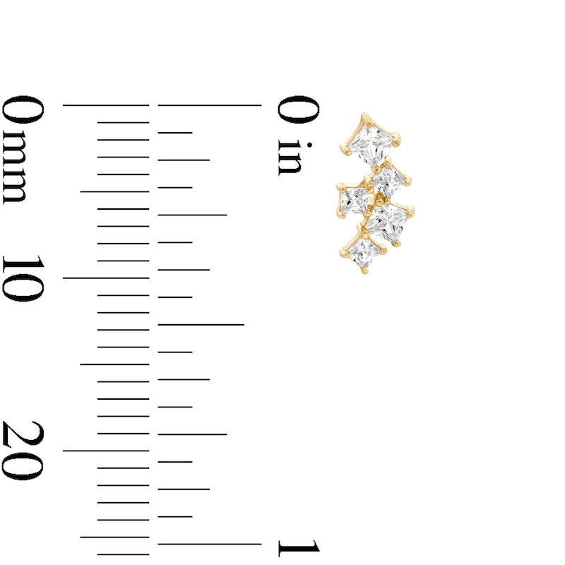 Main Image 6 of Square Cubic Zirconia Scatter Stud Earrings in 10K Gold