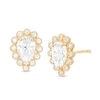 Thumbnail Image 1 of Pear-Shaped Cubic Zirconia Scallop Frame Stud Earrings in 10K Gold