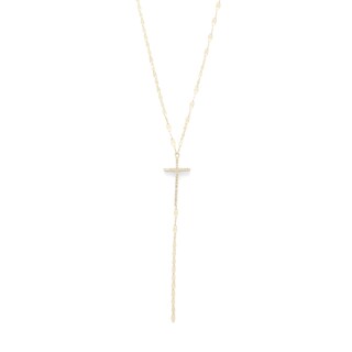 10K Solid Gold 1/15 CT. T.W. Diamond Cross "Y" Necklace - 17" + 1"