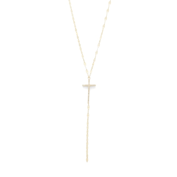 1/15 CT. T.W. Diamond Cross "Y" Necklace in 10K Gold