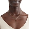 Thumbnail Image 3 of 10K Solid Gold 1/15 CT. T.W. Diamond Cross "Y" Necklace - 17" + 1"