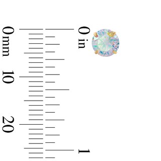 6mm Iridescent Cubic Zirconia Solitaire Stud Earrings in 14K Gold