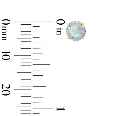 6mm Iridescent Cubic Zirconia Solitaire Stud Earrings in 14K Gold