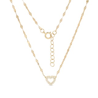 10K Solid Gold 1/10 CT. T.W. Diamond Heart Pendant - 17" + 1"