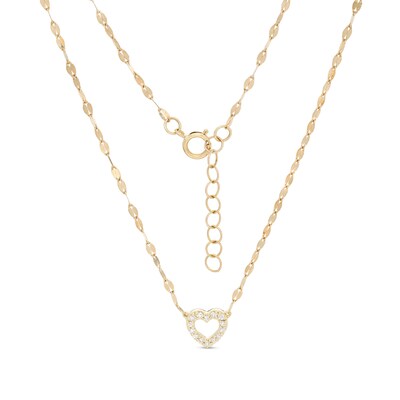 10K Solid Gold 1/10 CT. T.W. Diamond Heart Pendant - 17" + 1"
