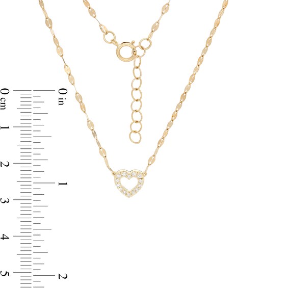 10K Solid Gold 1/10 CT. T.W. Diamond Heart Pendant - 17" + 1"
