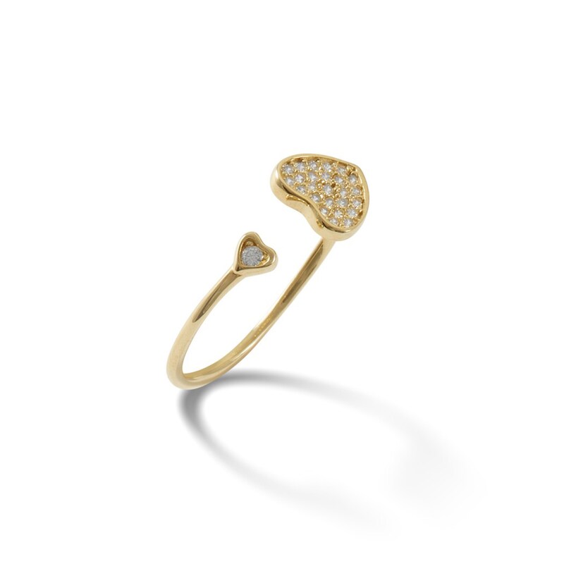 Cubic Zirconia Double Heart Open Shank Wrap Ring in 10K Gold