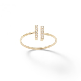 Cubic Zirconia Double Linear Bar Toe Ring in 10K Gold Tube