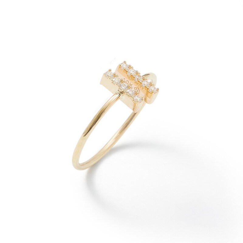 Cubic Zirconia Double Linear Bar Midi/Toe Ring in 10K Gold Tube