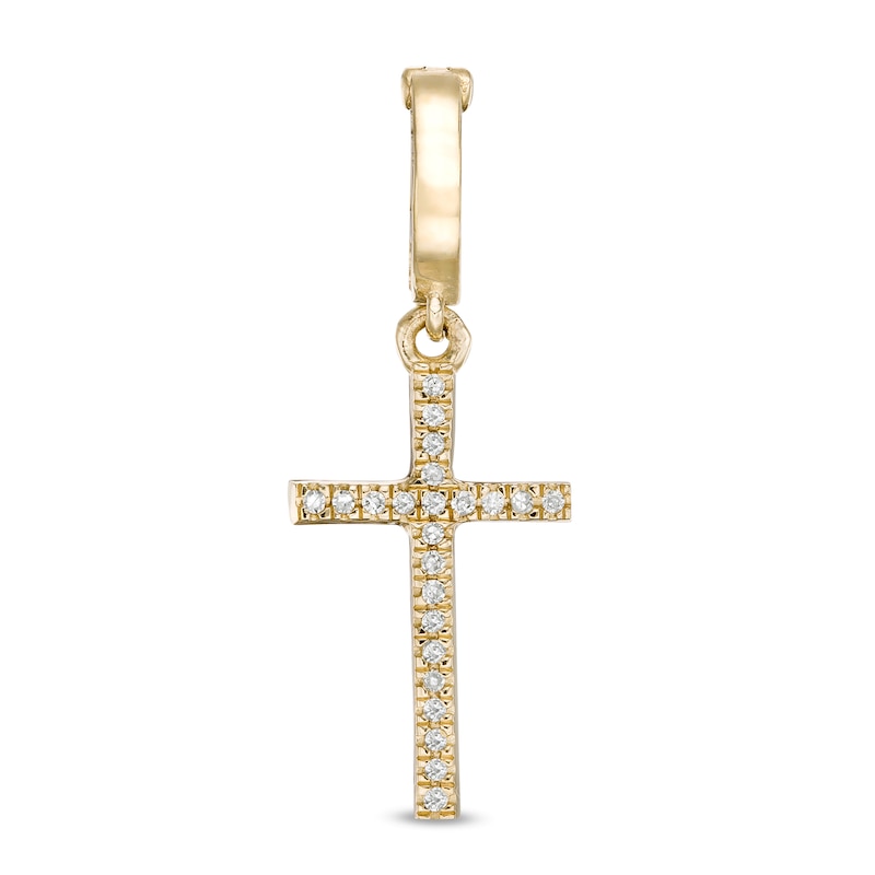 Main Image 1 of 1/20 CT. T.W. Diamond Cross Necklace Charm in 10K Gold