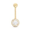 014 Gauge Cubic Zirconia Frame Belly Button Ring in 10K Gold