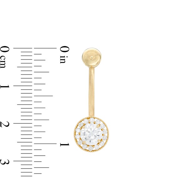 014 Gauge Cubic Zirconia Frame Belly Button Ring in 10K Gold