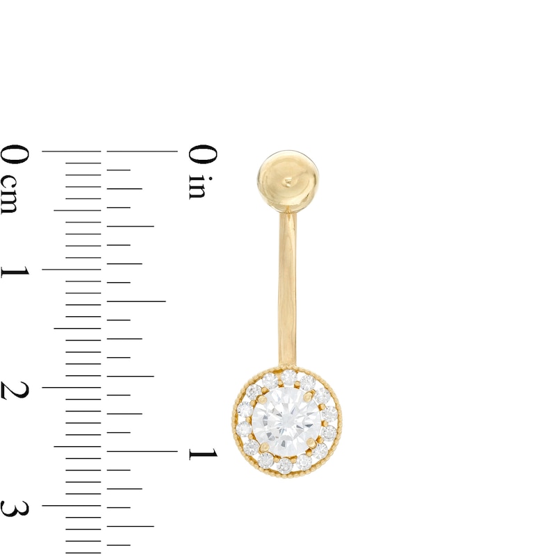 014 Gauge Cubic Zirconia Frame Belly Button Ring in 10K Gold