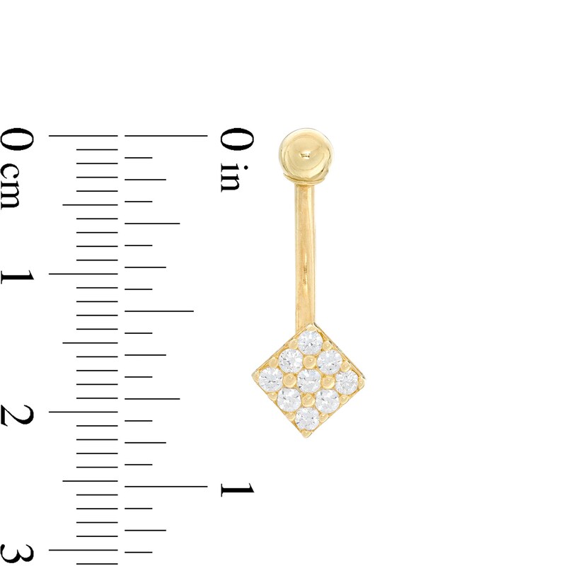 Main Image 2 of 014 Gauge Cubic Zirconia Tilted Square Belly Button Ring in 10K Gold