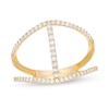 Thumbnail Image 1 of Cubic Zirconia Linear Open Shank Ring in 10K Gold - Size 8