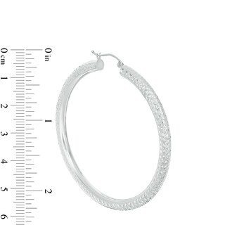 55mm Diamond-Cut Tube Hoop Earrings in 14K White Gold