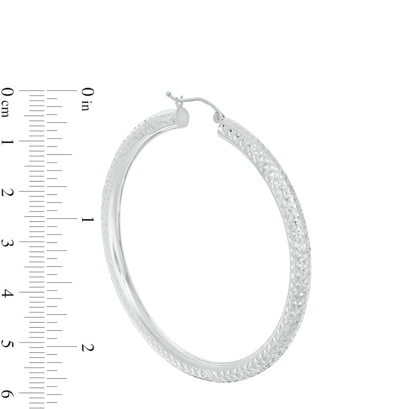 Main Image 2 of 55mm Diamond-Cut Tube Hoop Earrings in 14K White Gold