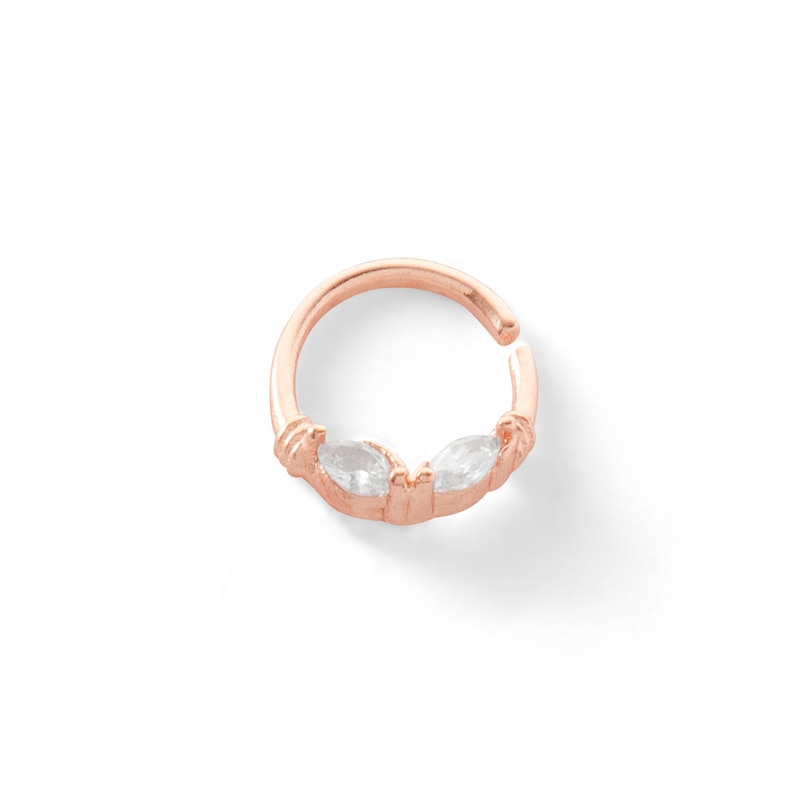 Main Image 2 of Rose Ion Plated CZ Marquise Two-Stone Hoop - 18G 3/8"