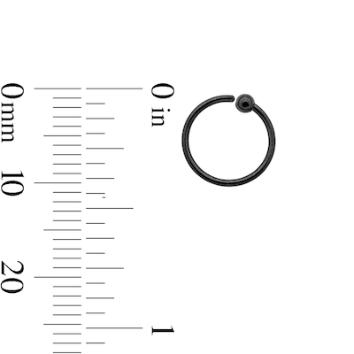 Black Ion Plated Crystal Three Piece Nose Stud and Captive Bead Ring Set - 20G