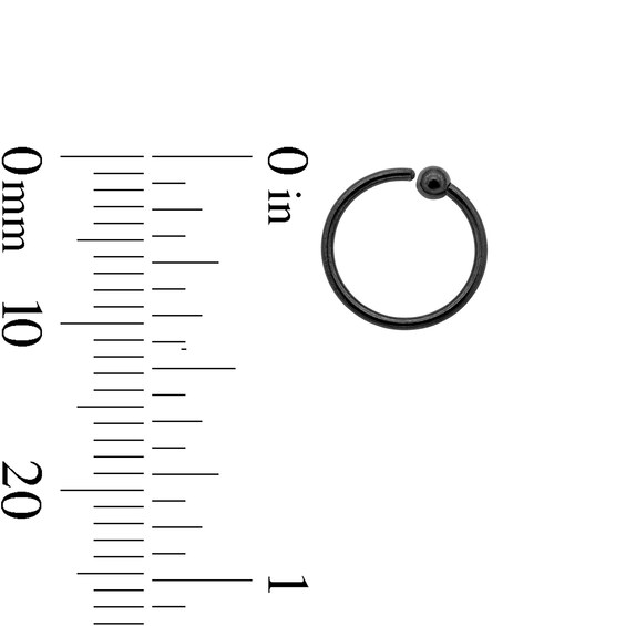 Black Ion Plated Crystal Three Piece Nose Stud and Captive Bead Ring Set - 20G